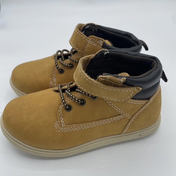 MAX + JAKE toddlers WORK BOOTS in TAN w/laces and velcr0 sz 10 - GUC* - Picture 3 of 8